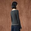 Northern Deer Women's French Wool Color Block Ribbed Knit Cardigan SL35