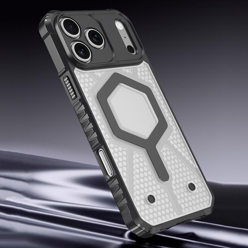 Магнитный чехол для телефона с сотовым рисунком для iPhone 17 Pro Max 16 15 14 13 Pro Max Гибридный ударопрочный бампер из ТПУ+ПК