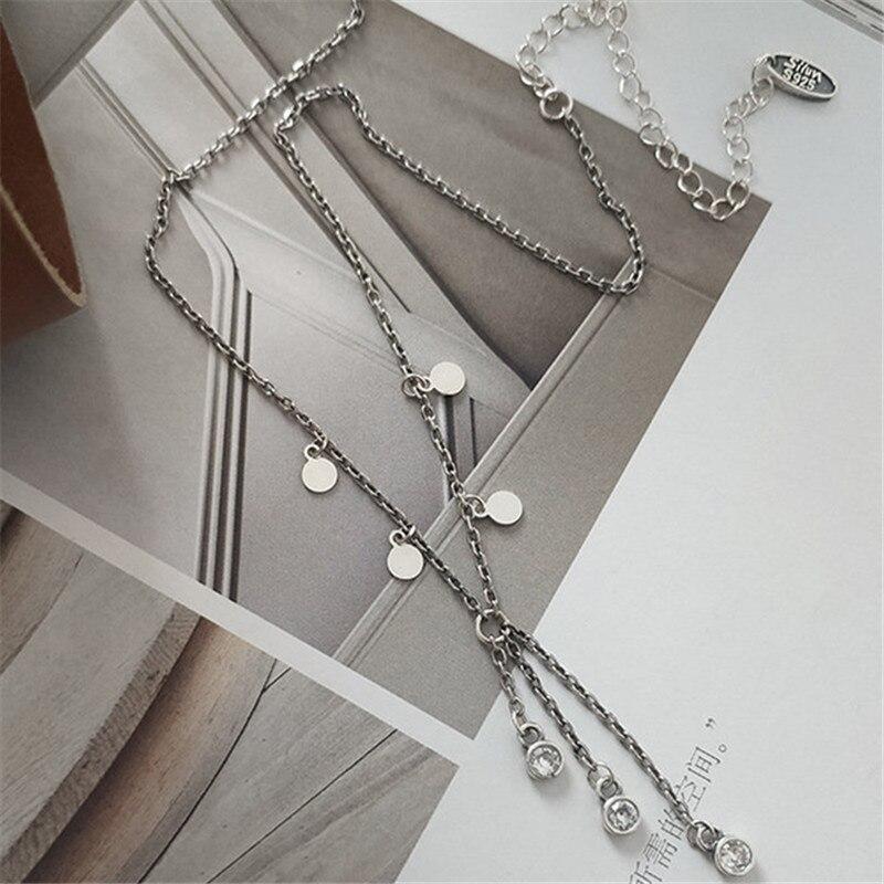 925 пробы стерлингового серебра винтажная цепочка с кисточками циркониевые бусины подвеска ожерелье для женщин девушки ювелирные изделия для вечеринок аксессуары dz371