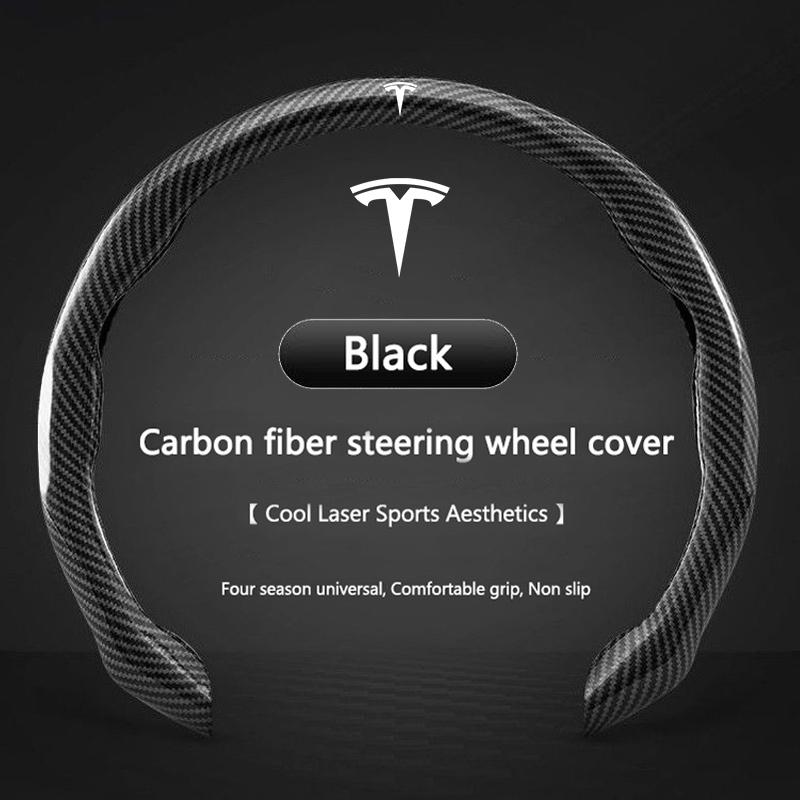 ALA1 Carbon Fiber Steering Wheel Cover For Tesla Model 3 Model S Model X Model Y Non-Slip Protector Shell Auto Interior Accessories