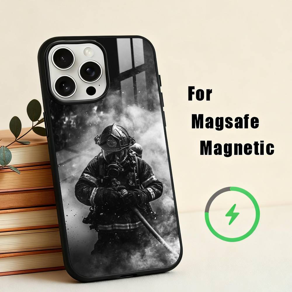 Пожар Пожарный Чехол для Телефона для iPhone 17,16,15,14,13,12,Plus,Pro,Max для Magsafe Магнитная Беспроводная Зарядка