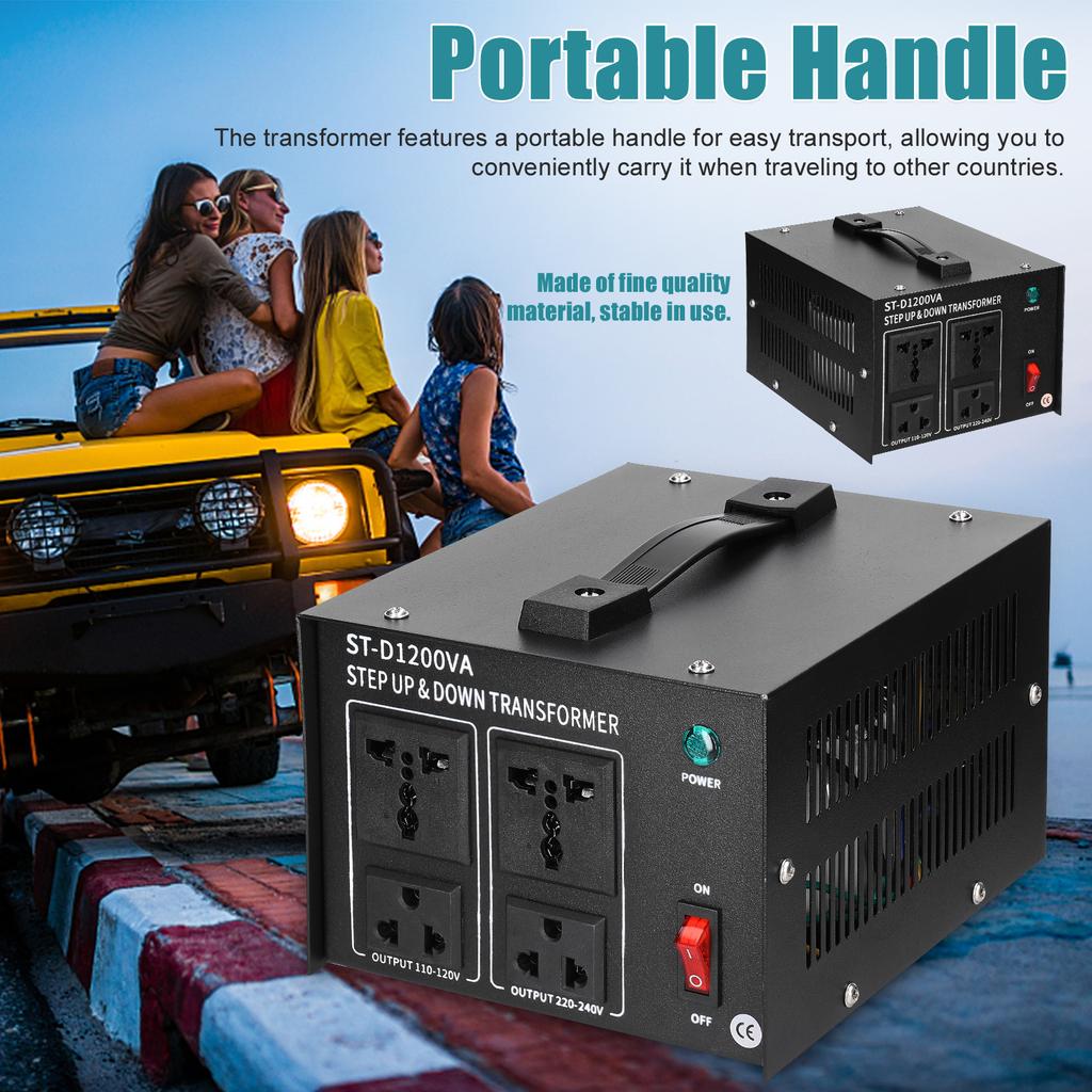 Step Up&Down Transformer Compact Size Voltage Converter 1200VA Portable Home Electrical Appliances