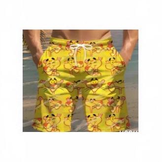 Men's Summer Shorts, Pink Leopard Grid Swimsuit, Hawaiian Beach Shorts, Men's Clothing
