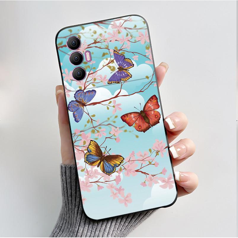 Печатный чехол для телефона Tecno Spark 8 Pro Funda Capa Мягкий силиконовый черный корпус Чехол Милый цветочный мультяшный корпус Coque