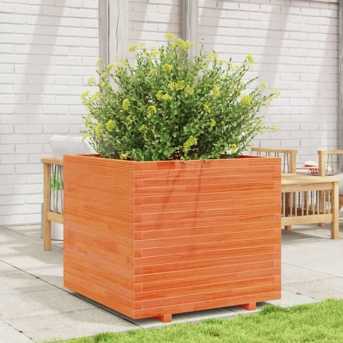 VidaXL Jardinière cire marron 80x80x72 cm bois de pin massif, jardinière d'extérieur, bac à fleurs, bac à tomates, 3282626