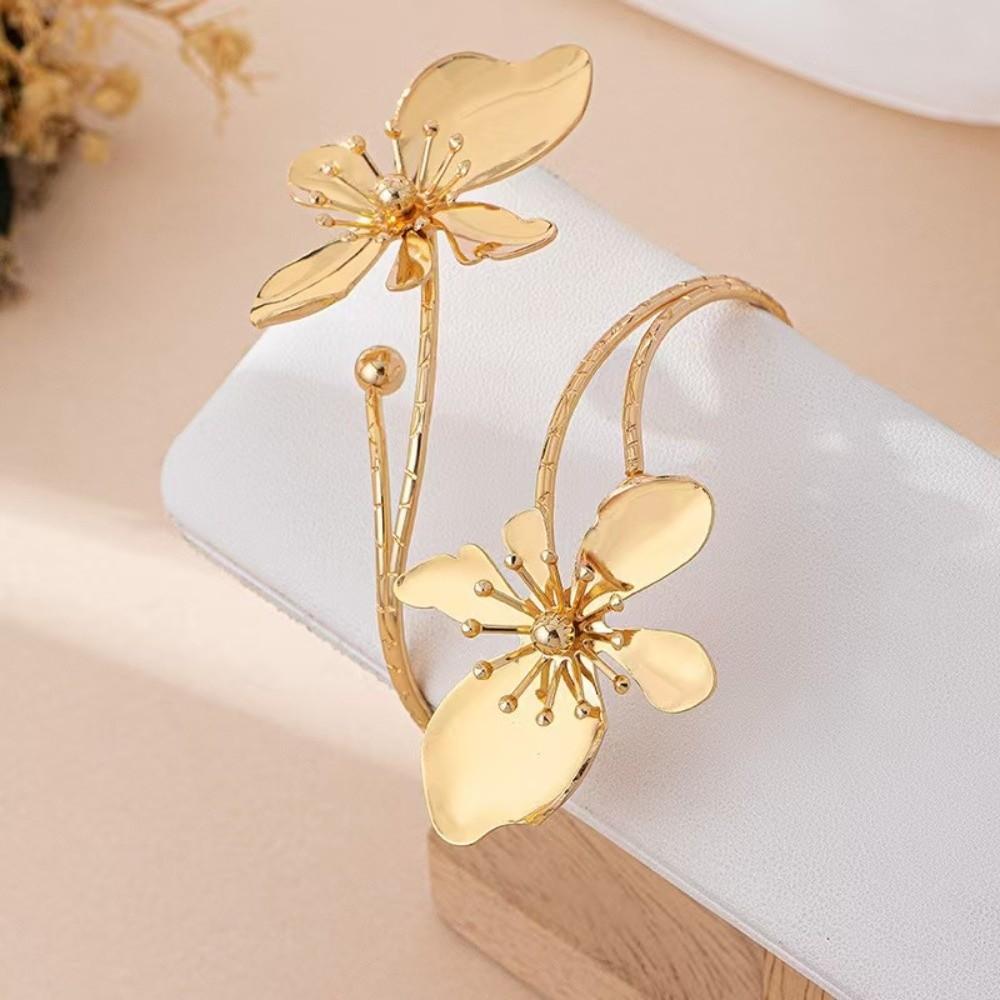 Adjustable Flower Bracelet Enamel Glaze Armband Fairy Open Arm Bangle Girls