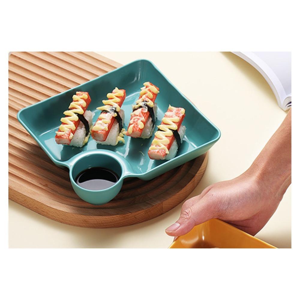 4Pcs Lightweight Divided Tray Compartment Design Sauce Plate Dinner Plate Kitchen Daily Use