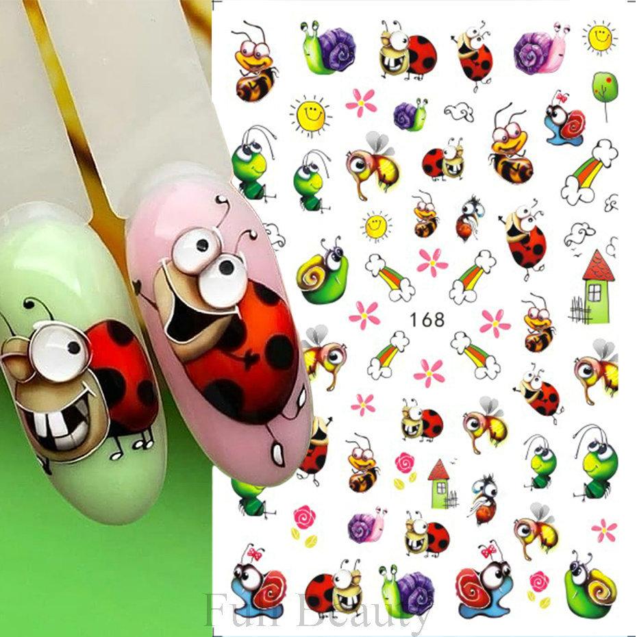 1 шт. милый муравей наклейка для ногтей пчела божья коровка суккулентное растение Радуга слайдер маникюрные наклейки