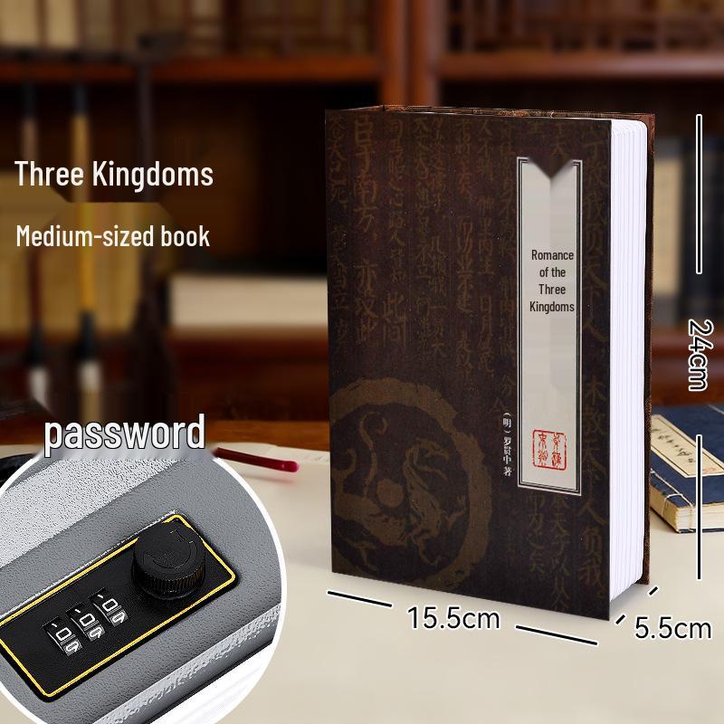 Three Kingdoms Lockable Metal Book Safe & Piggy Bank