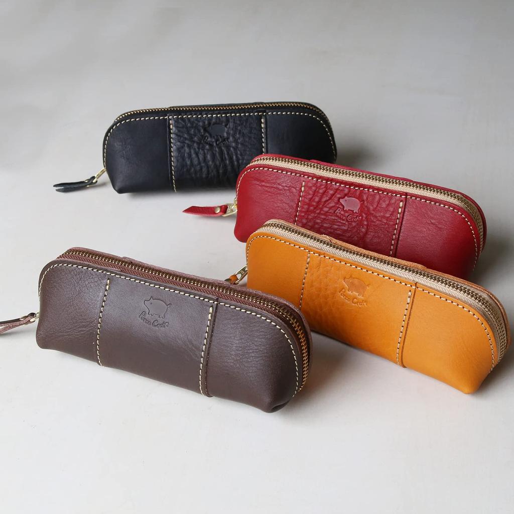 Пенал кожаный пенал держатель для карандашей натуральная кожа Tochigi кожа для взрослых Сделано в Японии Большая вместимость Простой бренд Porco Rosso Треугольный мужской