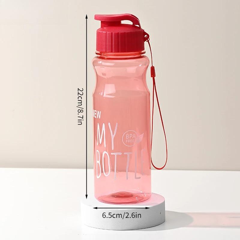 600ML Transparent&Portable Leak-proof Shaker Sports Water Bottle with Lid for School Gym Travel Girl Boy BPA Free