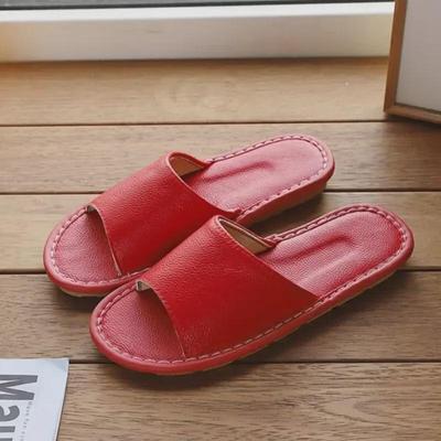 Женские летние сандалии из натуральной кожи с нескользящей подошвой для дома — мягкие, водонепроницаемые, без запаха, тапочки из коровьей кожи для пар