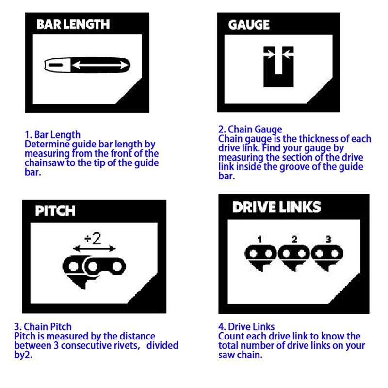 1/2/3/4/6 шт. 16-дюймовая цепная пила, лезвие для лесозаготовок, аксессуары для электропил, 59 приводных звеньев, 29 режущих звеньев, шаг 3/8 дюйма, LP, .050"
