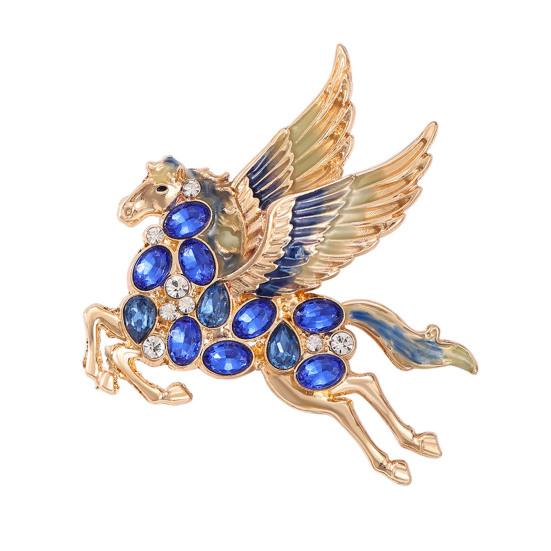 Брошь в виде лошади, красочная, блестящая, со стразами, эмалированная, с крыльями, в дизайне галопа, универсальная булавка на лацкан для воротников, свитеров, сумок, значок