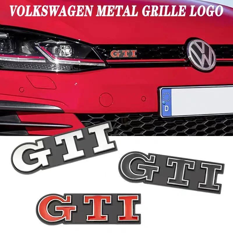 opq1 Car Front Grille Badge Metal GTI Logo Sticker For VW GTI Polo Golf 5 6 Passat B3 Scirocco Tiguan Jetta Touareg Beetle Touran CC
