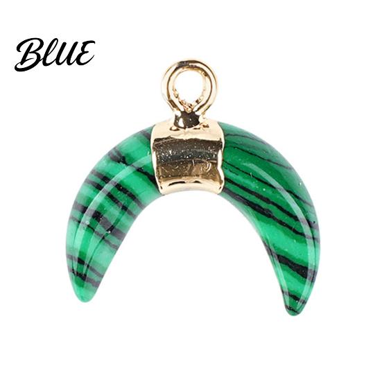 DIY Pendant Charm Gold-Plated Edging Crescent Horn Design Natural Imitation