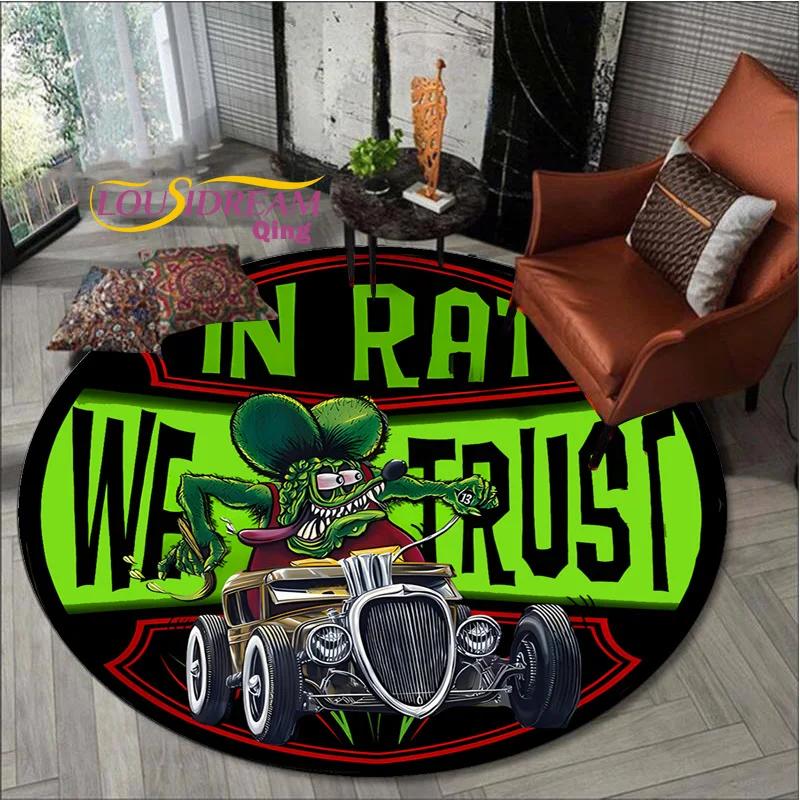 Коврик Rat Fink Ретро Круглый Декор Гостиной Манкейв Напольные Коврики для Кровати Коврик под Стул Подарки