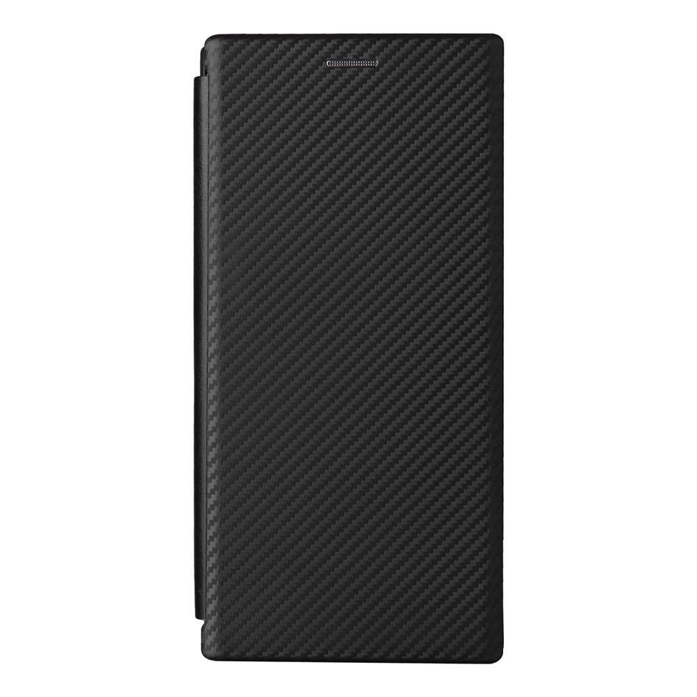 Чехол-книжка из кожи с карбоновыми элементами для Samsung S24 Ultra.