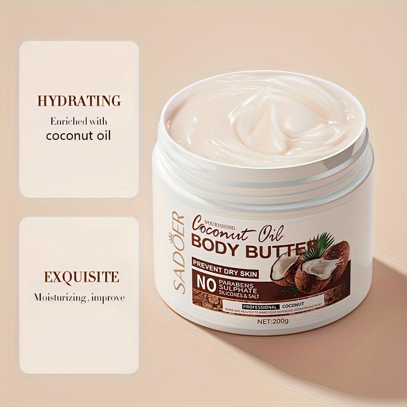 Крем-масло для тела с кокосом 200 г. Натуральный увлажняющий лосьон для тела для всех типов кожи. Глубоко питательный и увлажняющий уход.