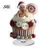 Cute Holiday Desktop Figurine Christmas Gingerbread Cupcake Rotating Acrylic Ornament, 2D Flat Rotatable Retro Angel Desk Decorative Plaque with Base