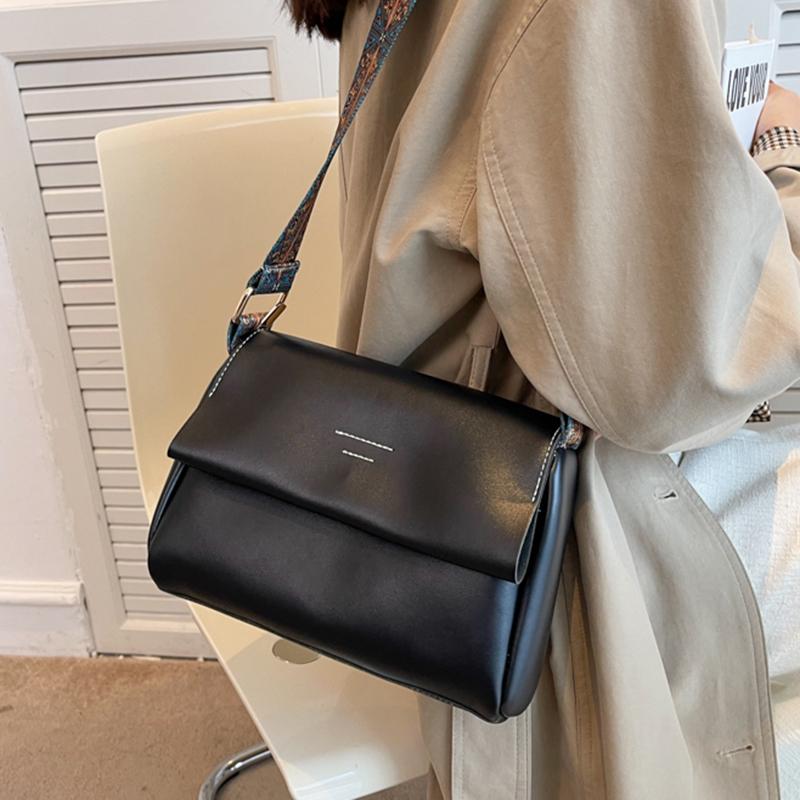 Yogodlns Винтажная сумка, женская новая высококачественная сумка на плечо, простая и универсальная, с широким ремнем, однотонная сумка через плечо, маленькая квадратная сумка