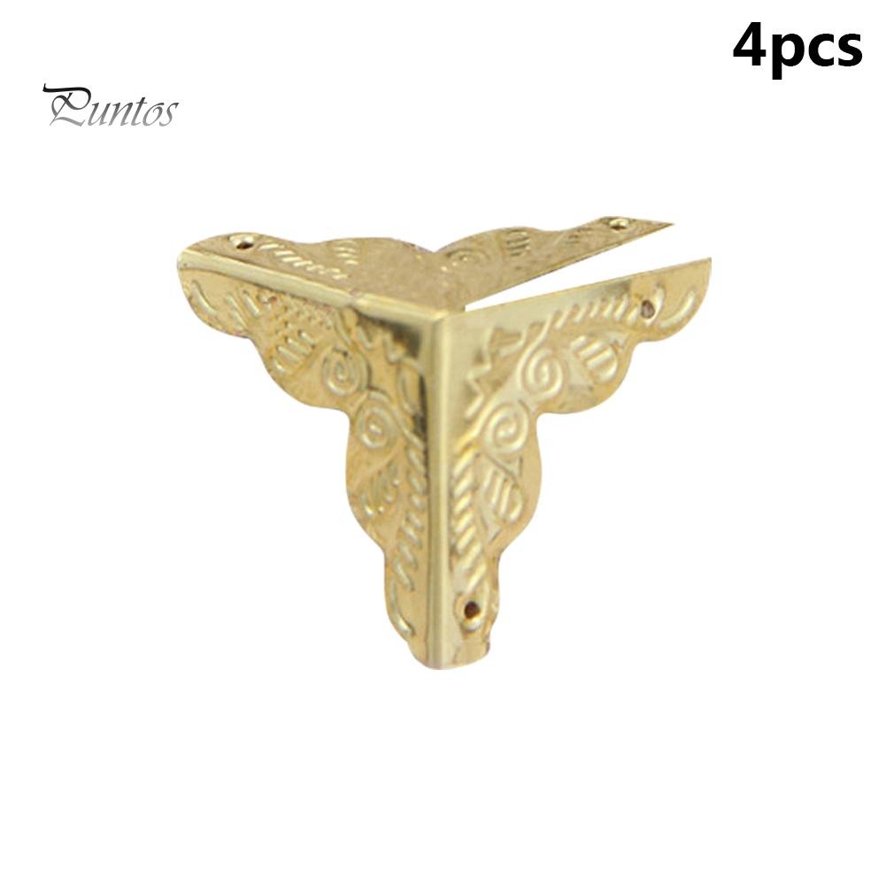 Puntos 4Pcs 25mm Antique Triangular Corner Bracket Hardware Luggage Case Protector