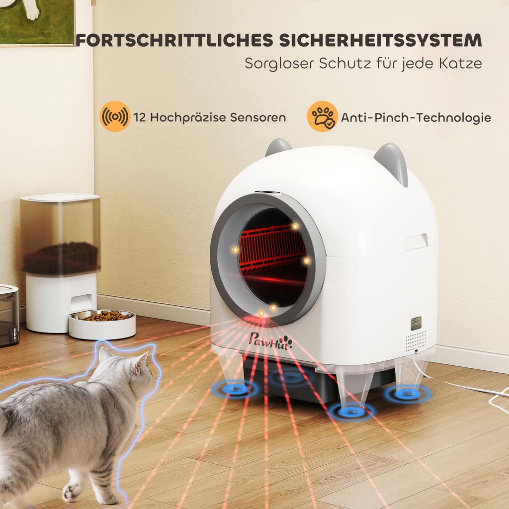 Self-Cleaning Cat Litter Box with App Control, 80 L, Odor Elimination, for Multiple Cats