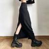 Black Slit Hip Hugging A-line Skirt for Women In Spring and Autumn New High Waist Slimming Versatile Color Mid Length Skirt