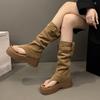 Internet Celebrity Summer Boots Clip Toes Flip-flops Cool Boots Sandals Women's 2025 New Thick-soled Heightening Pile Boots Short Boots