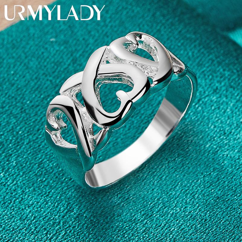 Кольцо из стерлингового серебра 925 пробы с сердцем любви 6-10 # для женщин, модные очаровательные украшения MR060