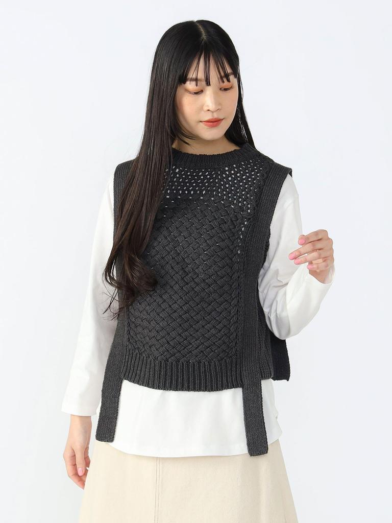 Вязаный жилет с внутренней корзиной Вязаный жилет CHARCOAL ONE SIZE [Beams Heart] S/S (Установить элемент) Женский