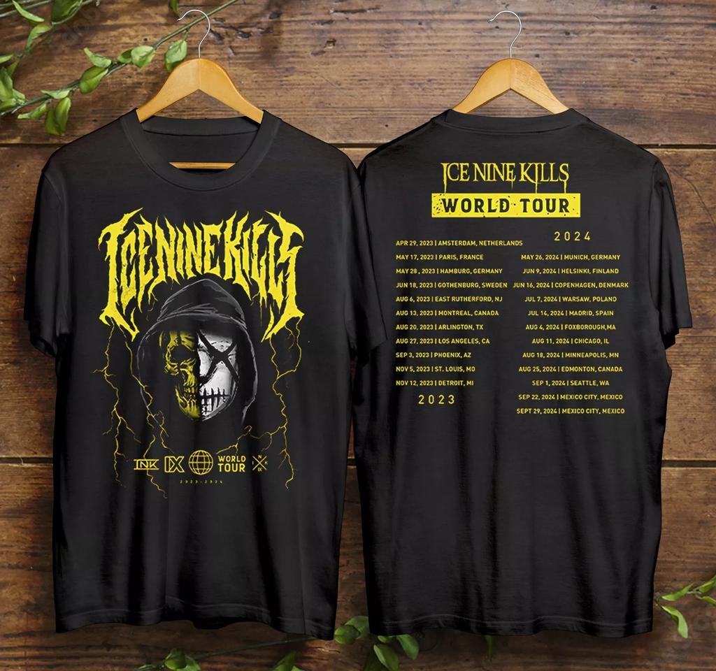 Ice Nine Kills World Tour 2023-2024 100% Cotton T-shirt Mens Tees Top