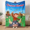 1pc Curious George (2) Blanket, Gift, for Men and Women, Soft Blanket, Good for Sofa Bed Couch Travel, Lightweight Flannel Blanket