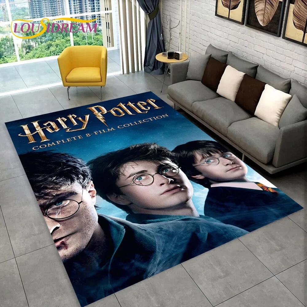 3D P-Potter Magic Academy Movie HD Rug Carpet for Living Room Bedroom Home Decor,Floor Mat Non-slip for Sofa Doormat Gift Kids