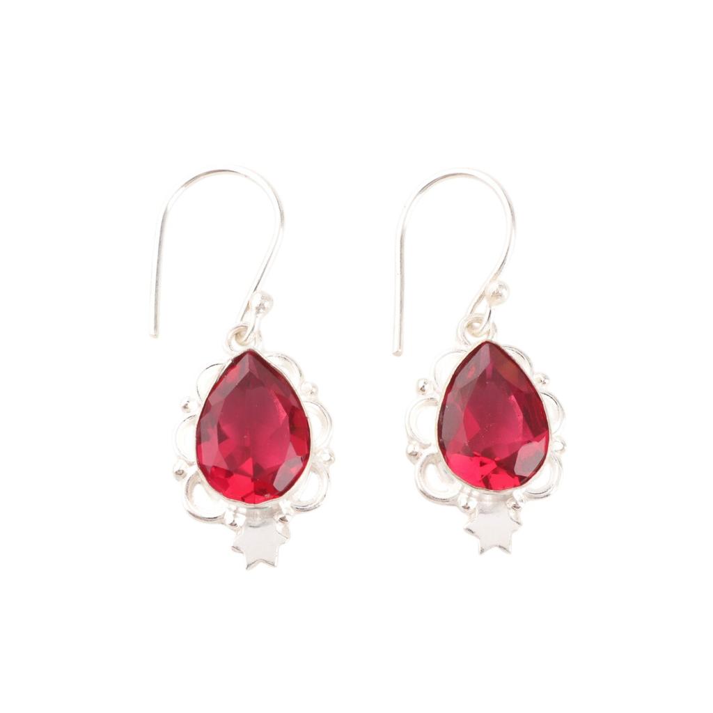 Pink Rubellite Gemstone 925 Solid Silver Handmade Jewelry Dangle Earrings 1.6" EE-163-7