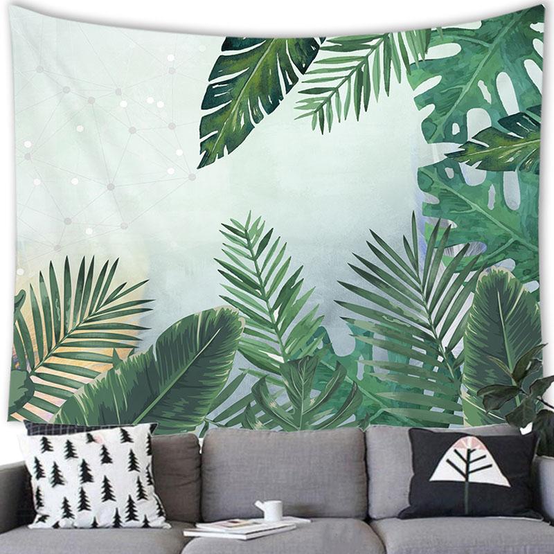 Тропическое растение, зеленый лист, гобелен, садовый фон, богемный большой тканевый настенный декор для дома, гостиной, комнаты