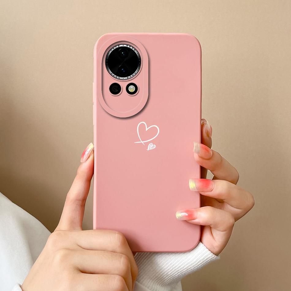 Чехол для телефона Huawei Nova 12 Pro Ultra, с рисунком 'Сердце', из жидкого силикона, с защитой камеры, задняя крышка для Huawei Nova12 12Pro 12Ultra