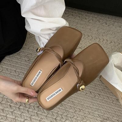 Туфли-полушапки Мэри Джейн с сумкой на голову женская одежда весна 2024 французская бабушка Дуду Мюллер туфли плоские полуподнос одинарные туфли прилив