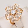 Large Crystal Flower Rings for Women Luxury Gold Color Engagement Ring Brilliant Fine Jewelry