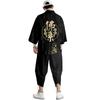 Men Cosplay Yukata Tops Pants Chinese Style Japanese Street Samurai Harajuku Kimono Suit Cardigan