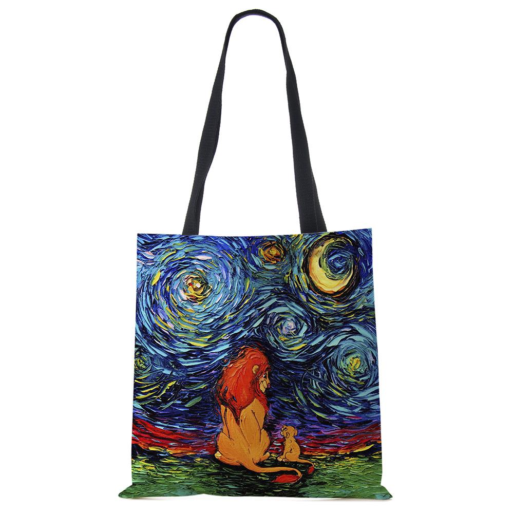 Звездное небо Животное Собака Принт Сумка-тоут Сумка через плечо Женская Большая Повседневная Сумка для покупок Дамская Ручная сумка для покупок На открытом воздухе CLE