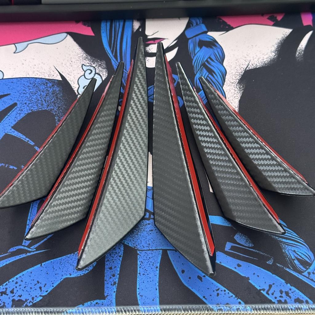 6 шт. Универсальная накладка на передний бампер, декоративный диффузор, сплиттер, плавники, спойлер кузова, канарды, валентность, подбородок, тюнинг автомобиля, канард