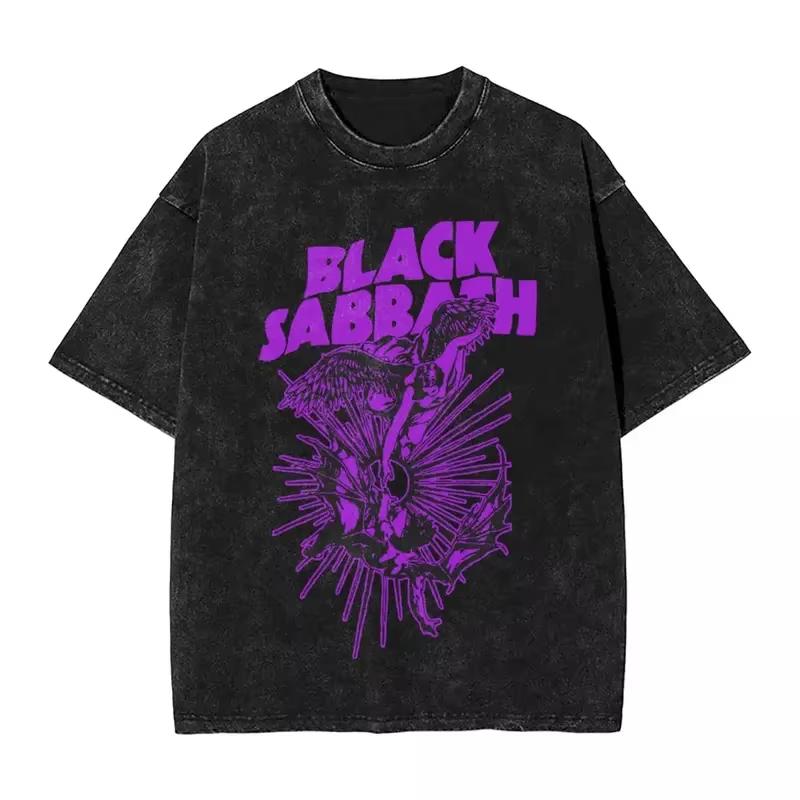 Black Sabbathes Metal Music Washed T Shirts Hip Hop Band Men Women T Shirt Oversize Streetwear Cotton Graphic Tops Tees