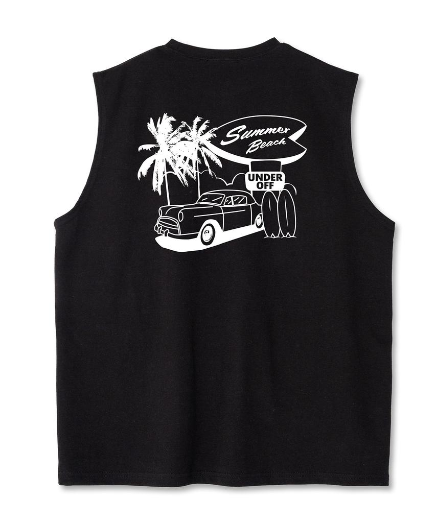 UNDEROFF Oversized Crew Neck Sleeveless Summer Beach T-Shirt White Black
