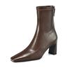 Microfiber Autumn Winter Shoes Thick High Heels Chelsea Boots Square Toe Keep Warm Zipper Ankle Boots