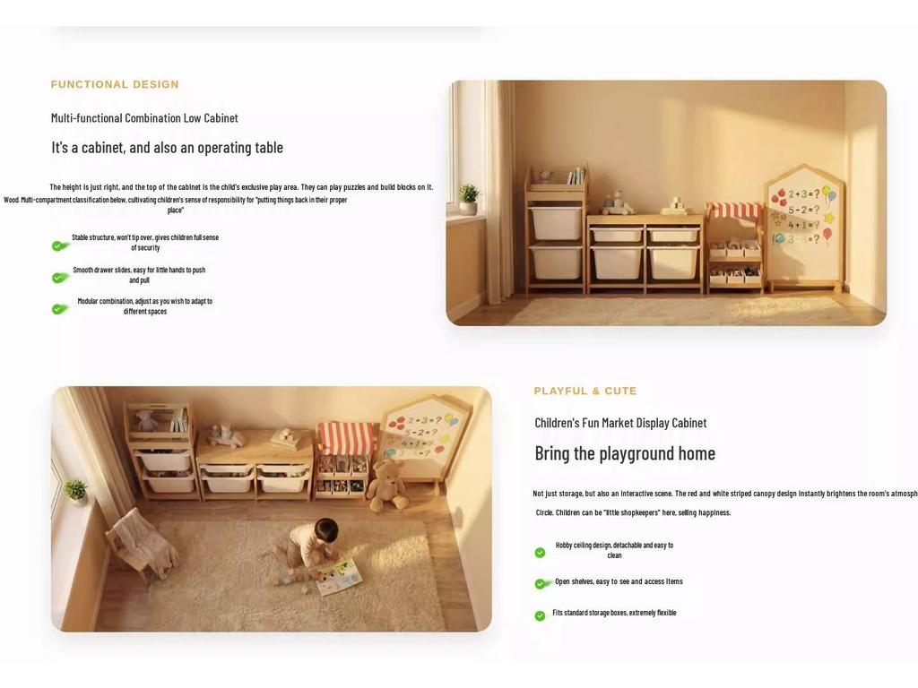 Детская полка-стеллаж и полка для книжек-картинок из массива бука для детского сада