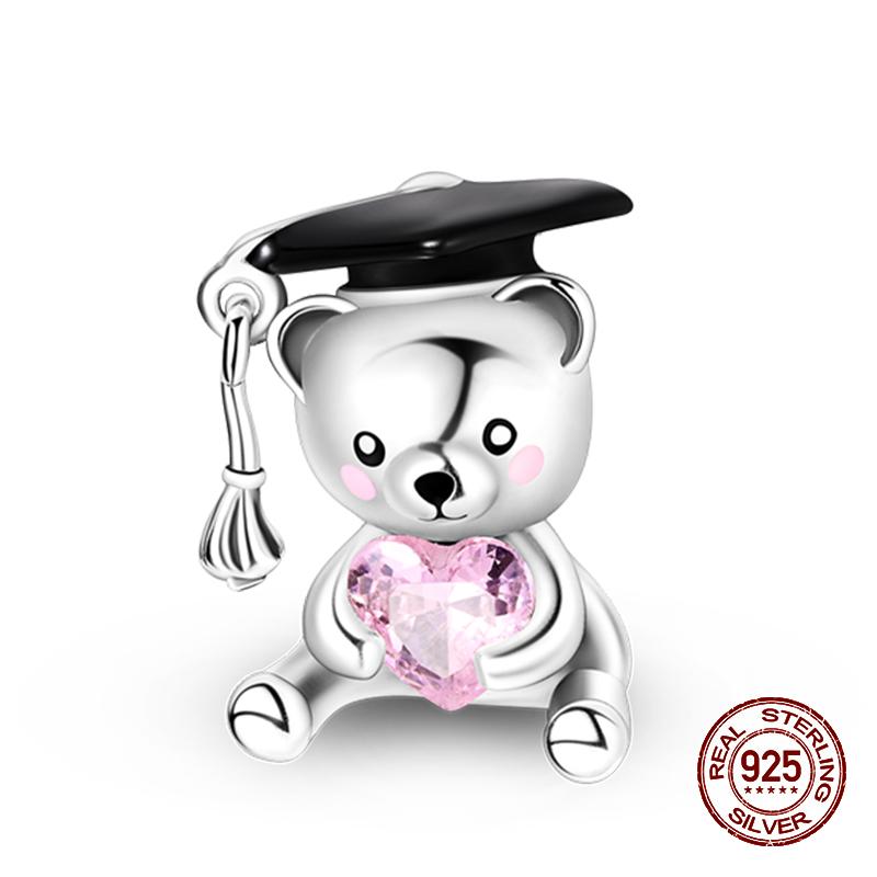 100% стерлингового серебра 925 пробы с изображением кофейного кота, кролика, медведя, пингвина, бусины, подходят для 925 оригинальных браслетов, сделай сам, подарок на день рождения, ювелирные изделия