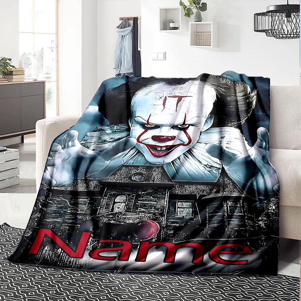 Customiz Name Personality Pennywise the Dancing Clown Blanket Soft &Warm Sofa Office Bed Travel Lunch Break Blanket, Gift Suitable All Seasons