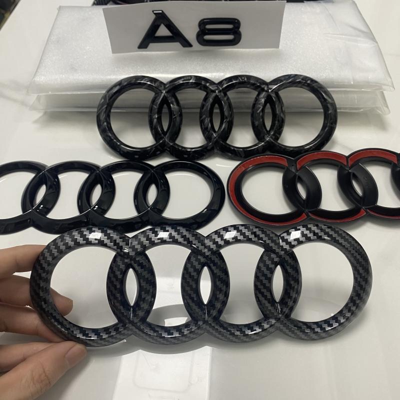 hot A8 2018-2021 4 Ring Logo ABS Directly Covered Emblem Car Hood Front Grill Rear Trunk Emblem Badge A8 Refit Accessory
