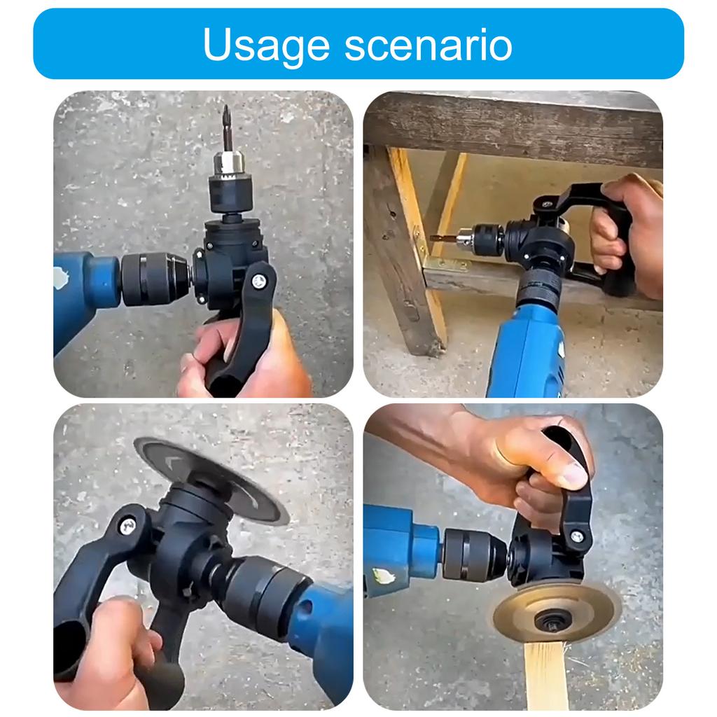 Right Angled Drill Chuck Adapter Antislip Multifunctional Drill Attachment Adapter Right Angled Drill Attachment Metal